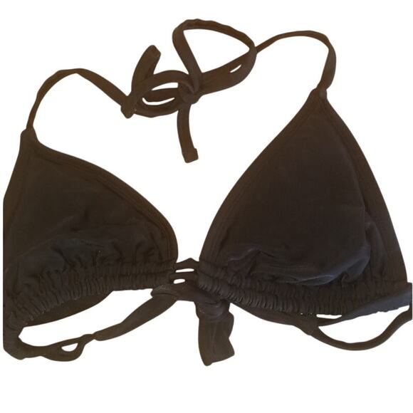 Xhilaration Black Bikini Padded Halter Top Wide Double Back Strap Women's D/DD - Picture 4 of 6